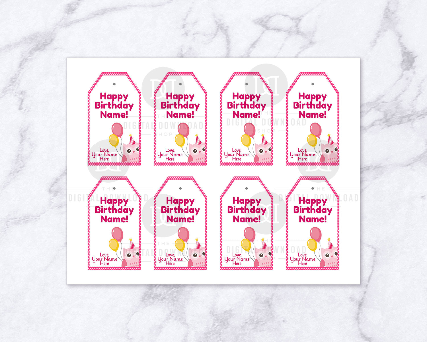 Birthday Gift Tags Editable Printable- Pink Owl | The Digital Download Shop birthday-gift-tags-editable-printable-pink-owl-the-digital-download-shop