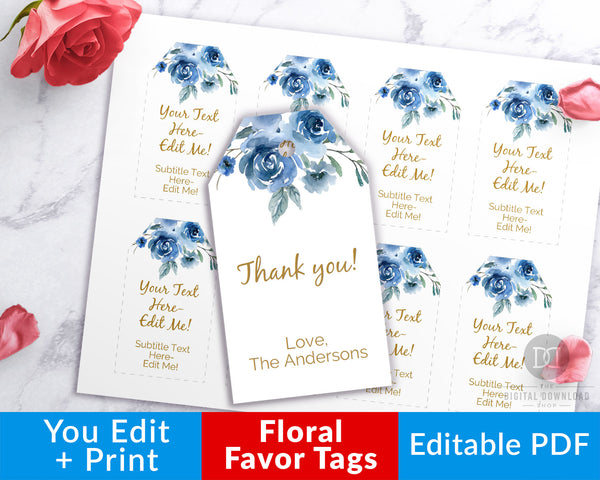 Gift Tags Printable- Blue Florals
