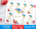 Favor Tags Printable- Bright Florals