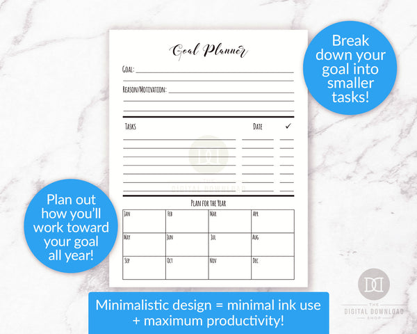 Goal planner printable