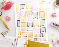 Gold Blank Flag Printable Planner Stickers