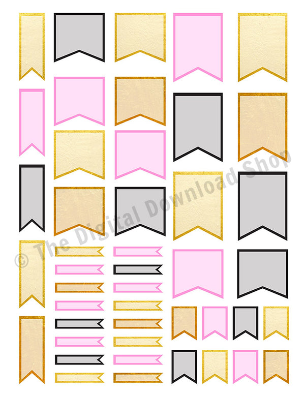 gold-blank-flag-printable-planner-stickers-the-digital-download-shop for Free Printable Flag Banner Templates Gold Blank Flag Printable Planner Stickers | The Digital Download Shop for Free Printable Flag Banner Templates