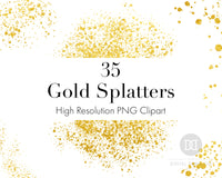 35 gold splatters clipart PNG images for personal and commercial use.