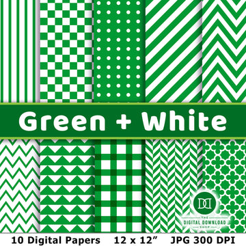 Green and White Digital Papers