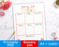 Grocery List Printable- Watercolor Florals