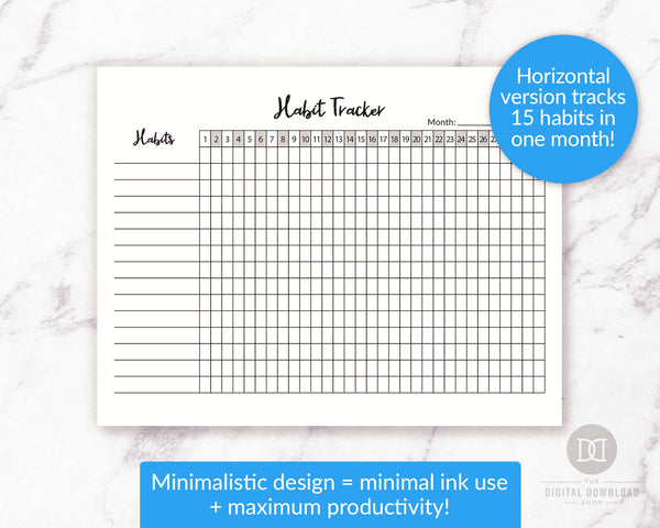 2 Habit Tracker Printables- Creating habits requires consistency. Ensure your new habits will stick by tracking them with these 2 printable habit trackers! | how to start new habits, create new good habits, self care tracker, healthy habits, #habitTracker #planner #DigitalDownloadShop