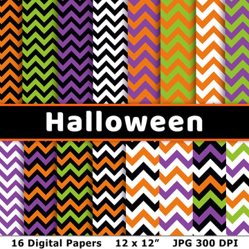 Halloween Digital Papers- Chevron