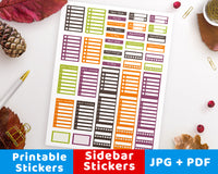 Halloween Sidebar Printable Planner Stickers