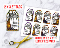 Printable Halloween Favor Tags Template- For the perfect finishing touch to your Halloween party favors, use these editable and printable spooky tree favor tags! | #Halloween #favorTags #printableTags #HalloweenDIY #DigitalDownloadShop