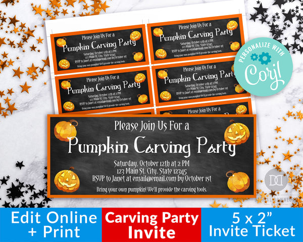 Halloween Carving Party Invitation Printable Editable