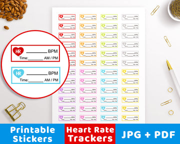 Heart Rate Tracker Printable Planner Stickers