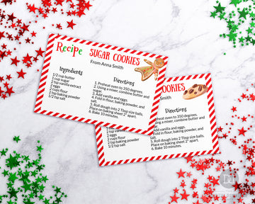Christmas Cookie Recipe Card Editable Printable *EDIT ONLINE*