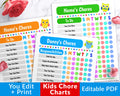 Kids Chore Chart Editable Printable