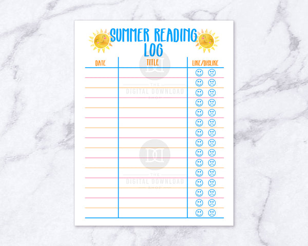 Kids summer reading log printable, blue. Your kids will love using these summer themed book lists to record all that they've read!