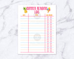 Kids summer reading log printable, pink. Your kids will love using these summer themed book lists to record all that they've read!