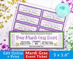 Mardi Gras Event Ticket Printable- 2 Fleur de Lis