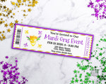 Mardi Gras Event Ticket Printable- Mask