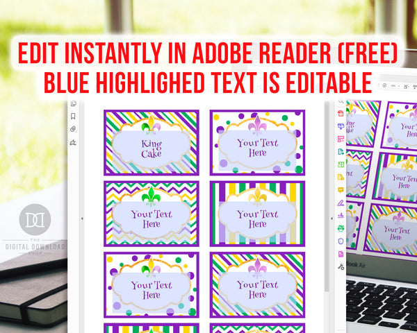 mardi-gras-food-labels-printable-editable-the-digital-download-shop for Free Printable Food Labels For Buffet Table Mardi Gras Food Labels Printable Editable | The Digital Download Shop for Free Printable Food Labels For Buffet Table