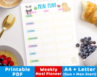 Weekly Meal Planner Printable- Characters