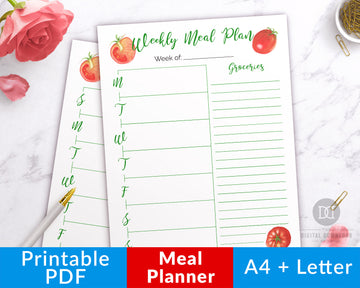 Meal Planner Printable With Grocery List- Tomatoes