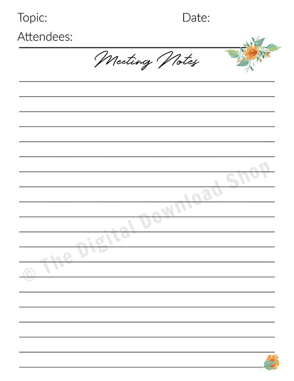 Meeting Notes Template Printable