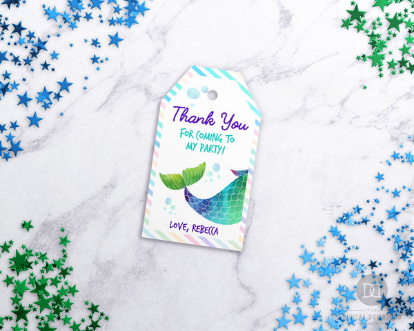 Printable Mermaid Editable Favor Tags