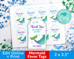 Printable Mermaid Editable Favor Tags