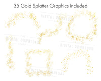 Metallic Paint Splatters Clipart Bundle
