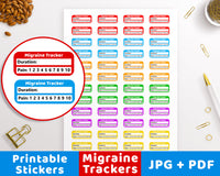 Migraine Tracker Printable Planner Stickers- The Digital Download Shop