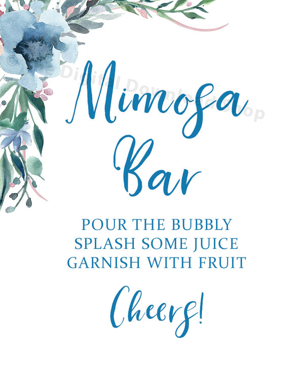 Mimosa Bar Printable- Blue- The Digital Download Shop