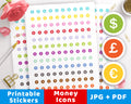 Money Icon Printable Planner Stickers