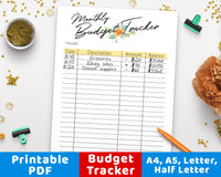Monthly Budget Tracker Printable- Floral Watercolor- The Digital Download Shop