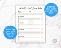 Monthly goal action plan printable