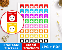 Mood Tracker Printable Planner Stickers- The Digital Download Shop