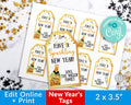 New Year's Tags Editable Template- Champagne *EDIT ONLINE*
