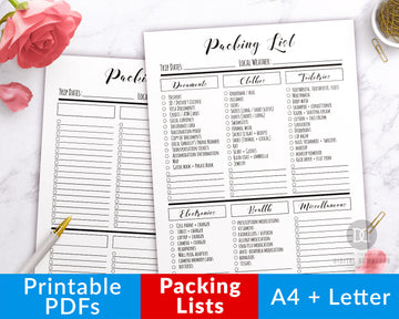 Packing List Printables- Pre-filled + Blank