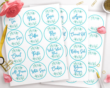 Printable Pantry Labels 2.5" Circles- Watercolor Leaf