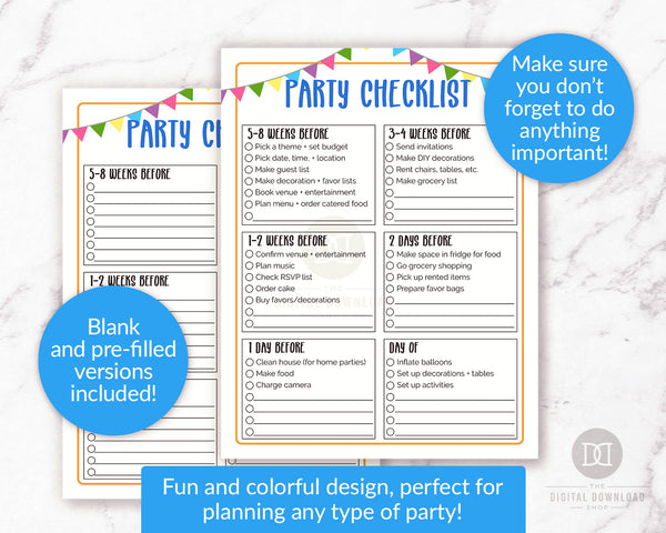 party-checklists-printables-the-digital-download-shop for Free Printable Graduation Party Checklist Party Checklists Printables | The Digital Download Shop for Free Printable Graduation Party Checklist