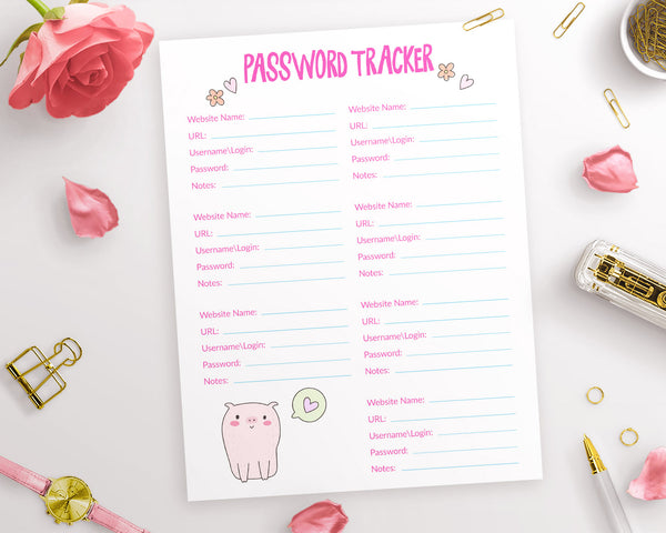 3 Password Tracker Printables- Animals
