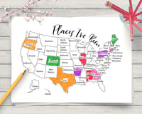 Places I've Been Map Coloring Page Printable