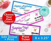Editable Plane Ticket Boarding Pass Printable