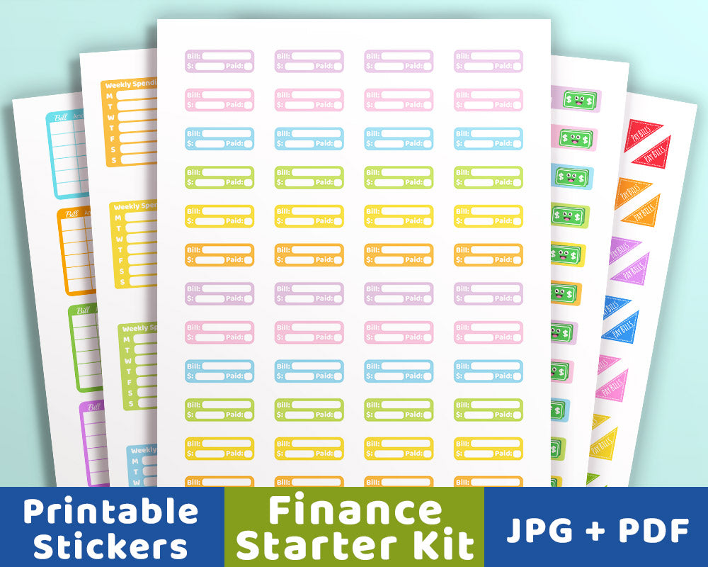 Planner Starter Kit- Financial Stickers | The Digital Download Shop for Free Printable Bill Due Stickers