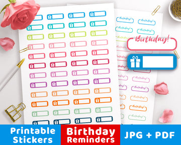 2 Birthday Reminder Printable Planner Stickers