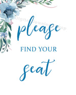 Please Find Your Seat Wedding Printable- Blue- The Digital Download Shop