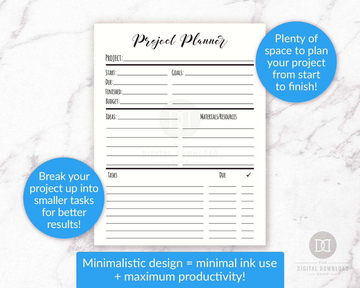 Project Planner Printable | The Digital Download Shop