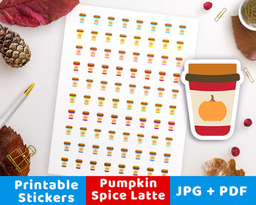 Pumpkin Spice Latte Printable Planner Stickers