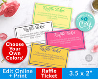 Raffle Ticket Editable Template- Choose Your Own Colors