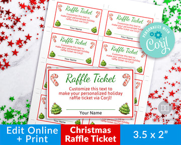 Raffle Ticket Template Christmas Editable *EDIT ONLINE*