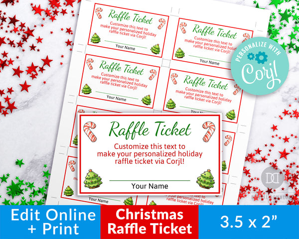Raffle Ticket Template Christmas Editable