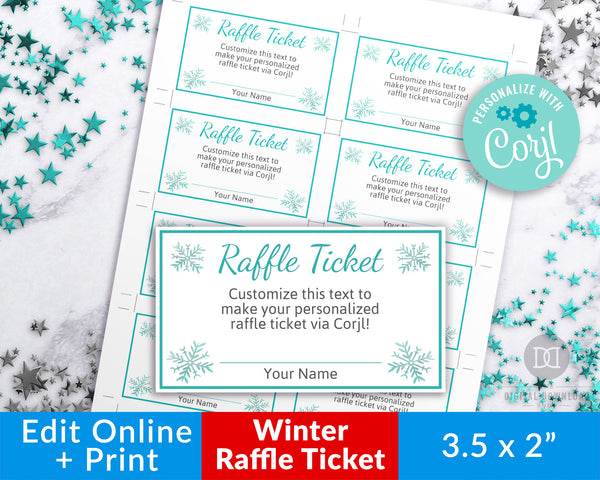 Winter Raffle Ticket Template Editable Printable